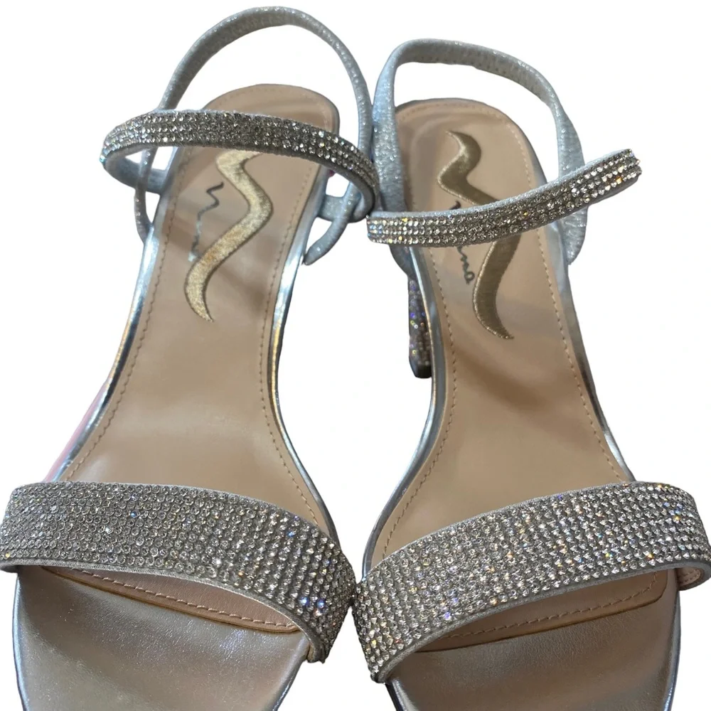 Womens Shoes NINA Ankle Strap Sequin Rhinestone Dress Party Glitter Size 6 M NEW - Picture 6 of 13